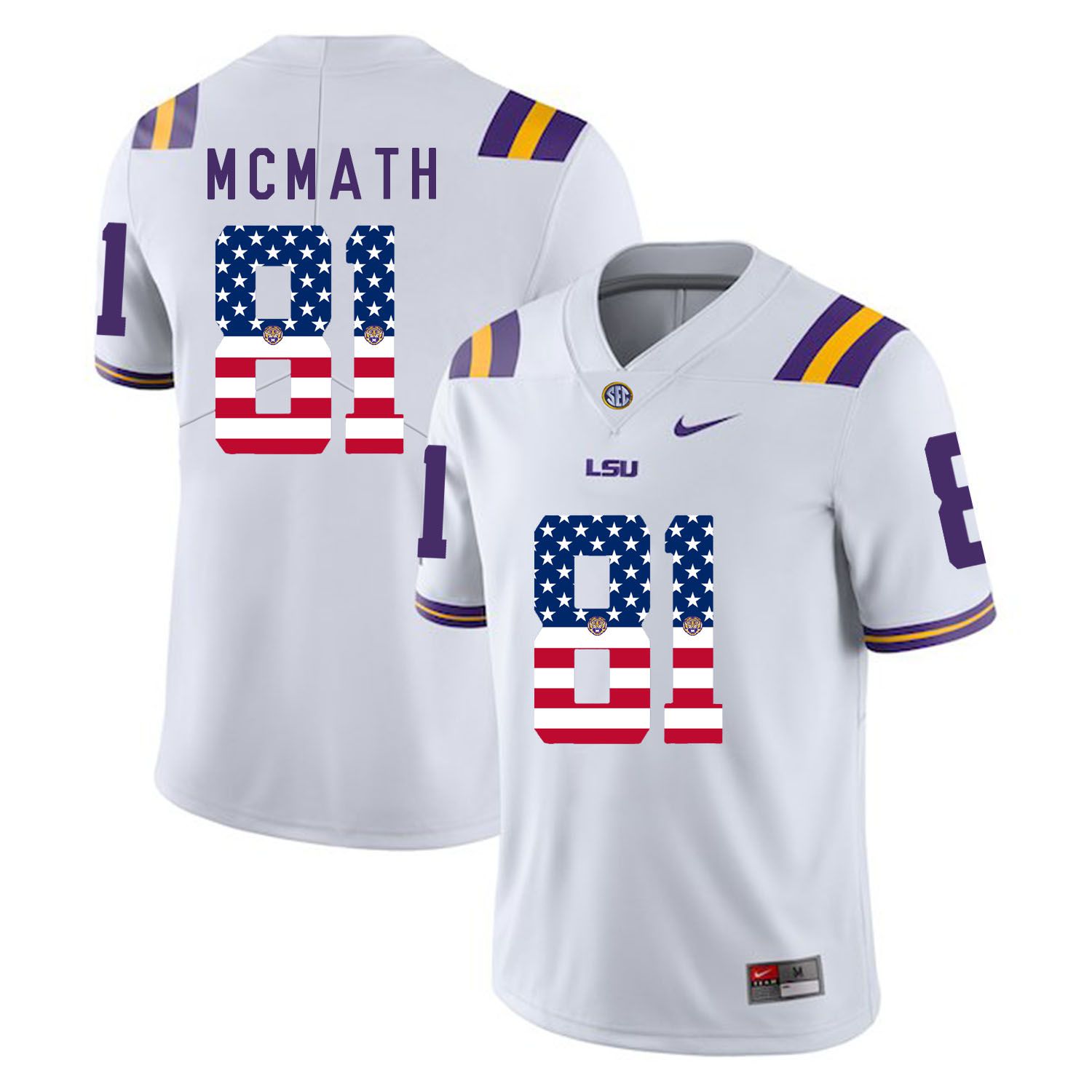 Men LSU Tigers 81 Mcmath White Flag Customized NCAA Jerseys